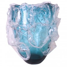 Monumental aquamarine Murano glass vase